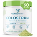 WONDERCOW Colostrum Supder untuk Kesehatan Gut, Dukungan Imune, Pemulihan Muscle & Wellness 124; Natural IGG Pure Whole Bovine Colostrum Superfood, Matcha, 60 Servings