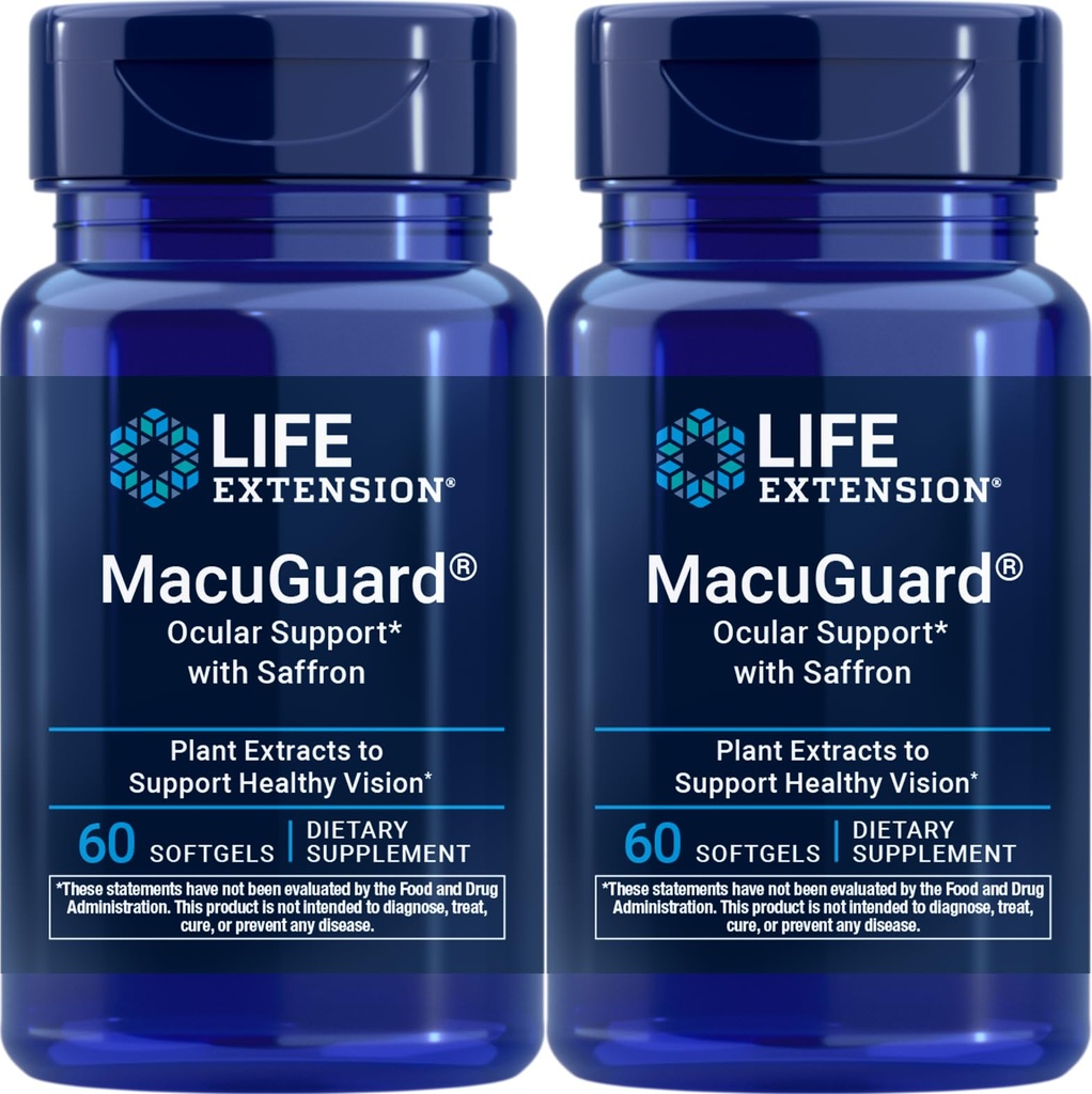 Dukungan Okular Macuguard Hidup dengan Saffron, 60 softgels (Paket 2)