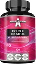 APollo 'S HEGEMONY Double Inositol 120 Vegan Capsules - Myo- Inositol + D-Chiro-inositol dalam supplemen Optimal 40: 1 Rasio - 615 mg per Kapsul - 4 Bulan - Vitamin B8
