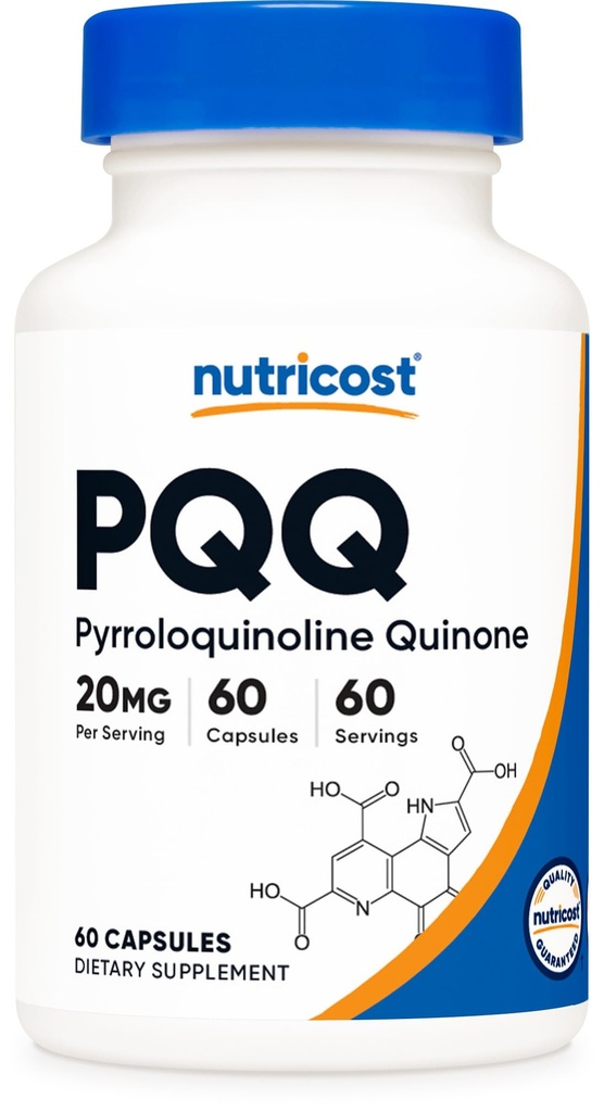 Nutricost PQQ (Pyrrrroloquinoline Quinone) 20mg, 60 Capsules - Vegetarian Capsules, Non-GMO, Gluten Free