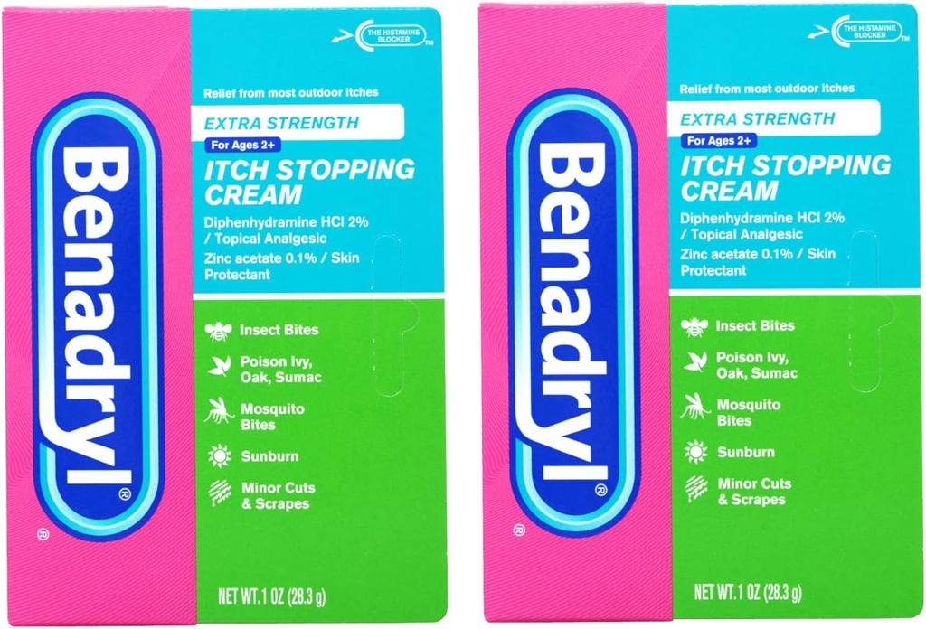 Benadryl Ekstra Kekuatan Anti Itch Cream 1 Oz Tube (Paket 2)