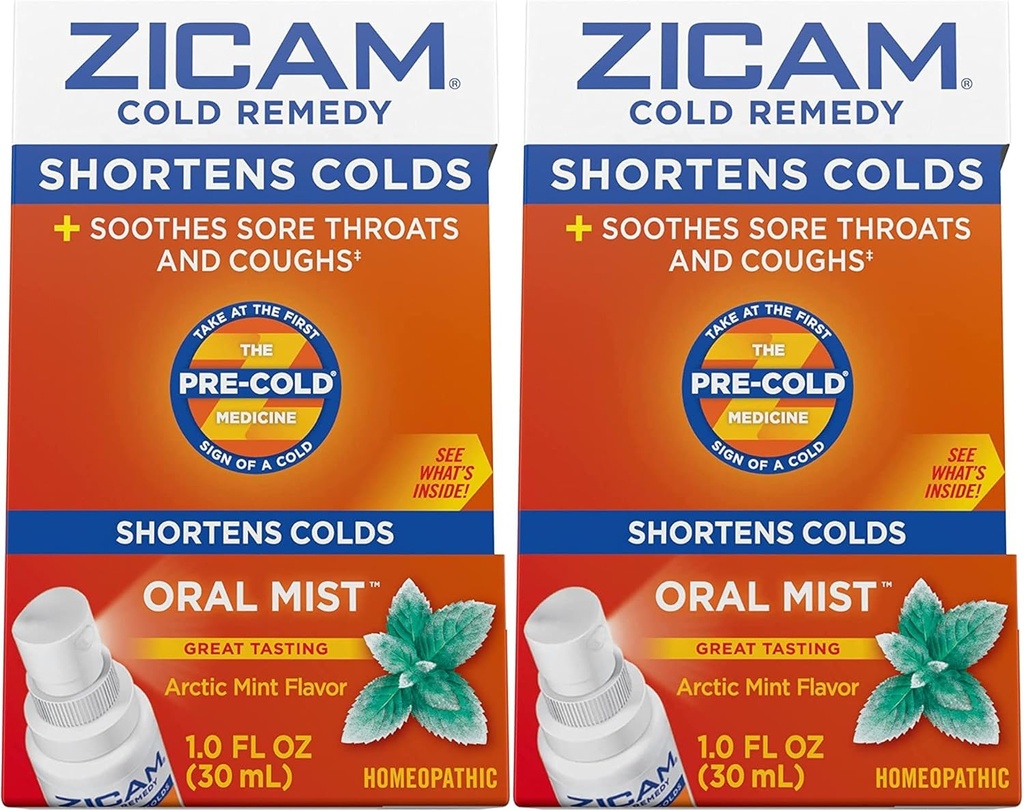 Zicam Cold Remedy Zinc Arktik Mint Oral Mist, 1 Ounce (Paket 2)