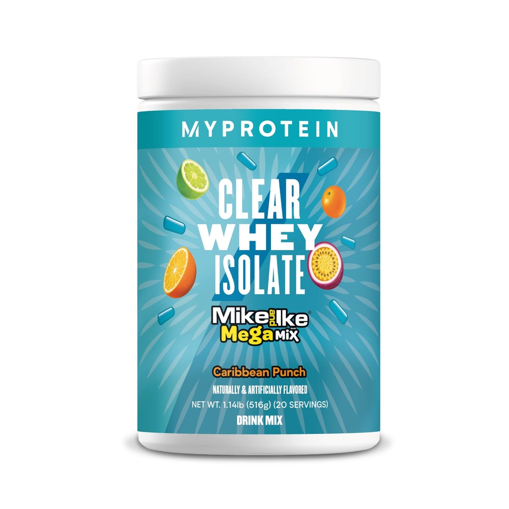 My protein Clear Whey Isolate Protein Powder, 1.1 Lb (20 Pelayan) Fruity Mike dan IKE Caribbean Punch Drink Mix, 20g Protein per Serving, Daily Drink for Superior Performance