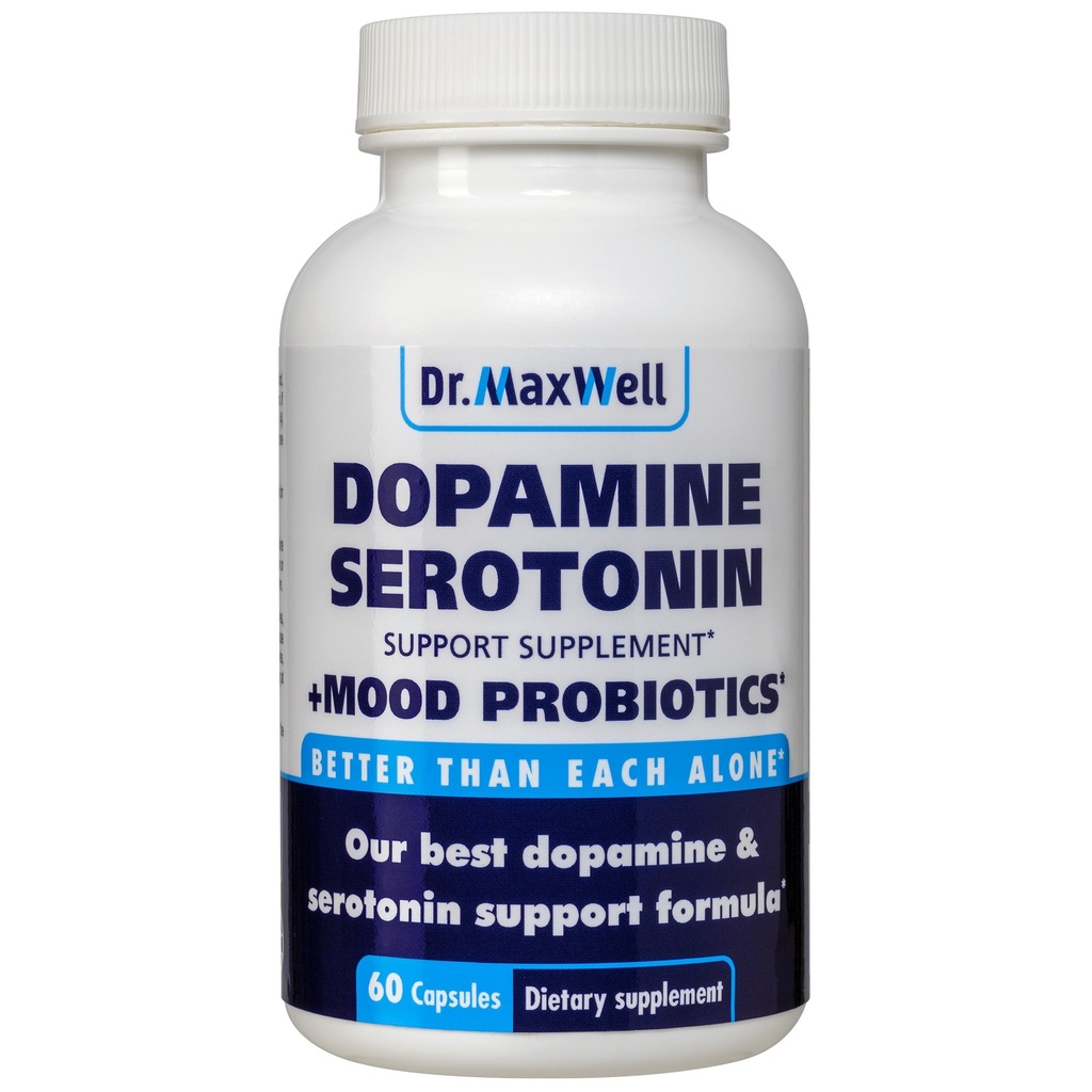Suplemen Serotonin dan Dopamin dengan Probiotik Mood, 5in1 Dukungan untuk (1) Dopamin (2) Serotonin (3) Mood (4) Relaxation (5) Focus & Brain, 60 Capsules