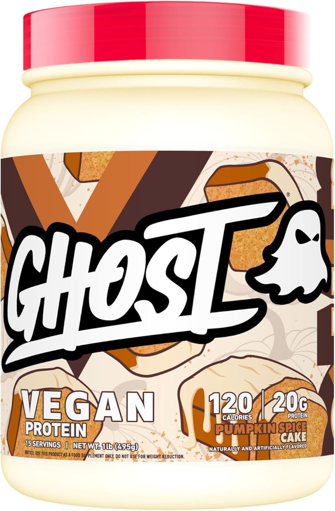 GHOST Vegan Powder, Pumpkin Spice Cake - 1LB Tub, 20G of Protein - Plant - Based Pea, Organic Labu & Semangka Protein Semangka Gabungan -