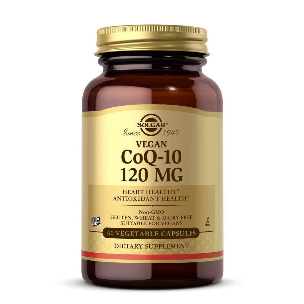 Solgar Vegan CoQ-10 120 mg - 60 Vegetable Capsules - Antioksidant Health - Non-GMO, Gluten Free, Dairy Free, Kosher - 60 Servings