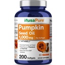 NusaPure Pumpkin Seed Oil 1000mg 200 Softgel Capsules (Non- GMO, Soyfree) Alami Occurring Phytosterol