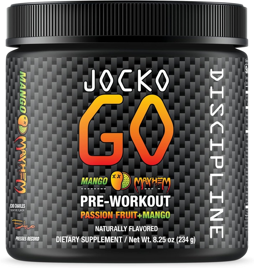 Jocko Bahan Bakar Pra Workout Powder dengan L- Citrulline, Nootropic & Caffeine untuk Endurance & Stamina - Keto, Low Sugar Blend for Distance Running, Cycling, Jiu Jitsu - 30 Servings (Mango)