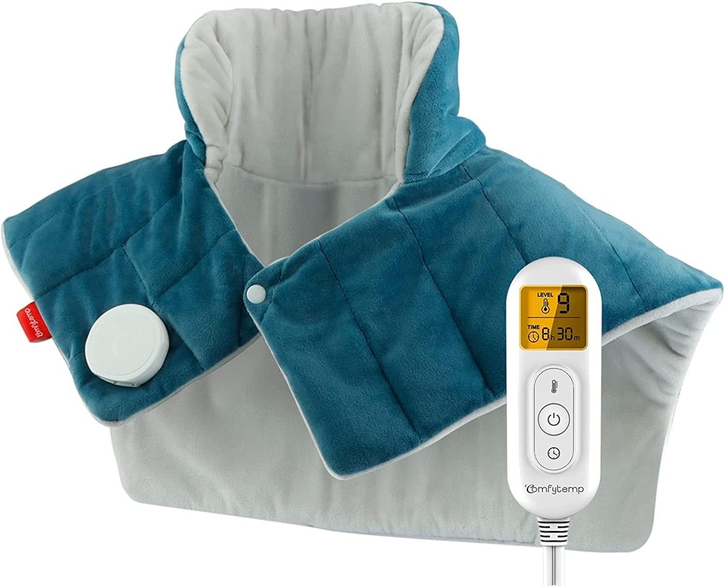 Hoating Pad Komfytemp untuk Neck dan Shoulders dan Back, 2.6lb Weighted Electric Heat Pad untuk Relief Sakit, Large FSA Elightly Heating Crap, 9 Pengaturan Panas & 11 Timer, Hadiah Natal untuk Perempuan Pria Ayah