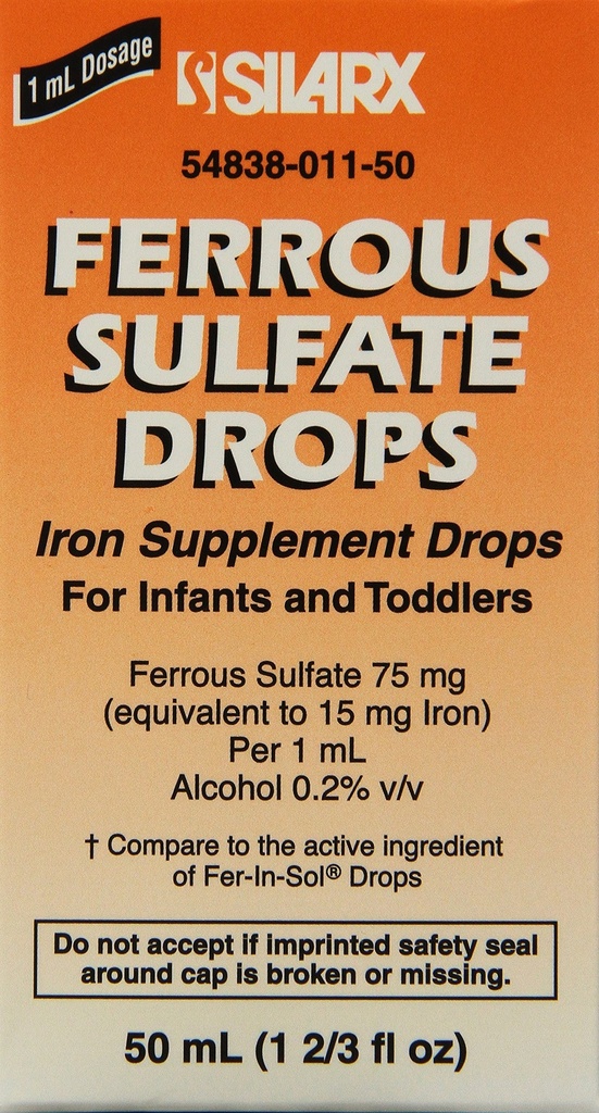 Ferrous Sulfate Iron 15mg / ml Suplemen Drops 50ml Botol-pak 3