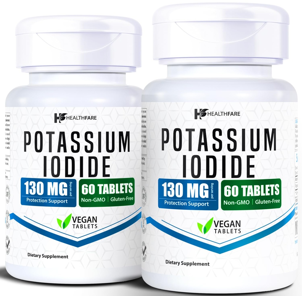 HealthFare Potnations Iodide Tablet 126; 130 mg 124; 120 Fast-Dissoling Tablets (2 Pack): Ki Pistls 124; Long Shelf Life 124; Non- GMO