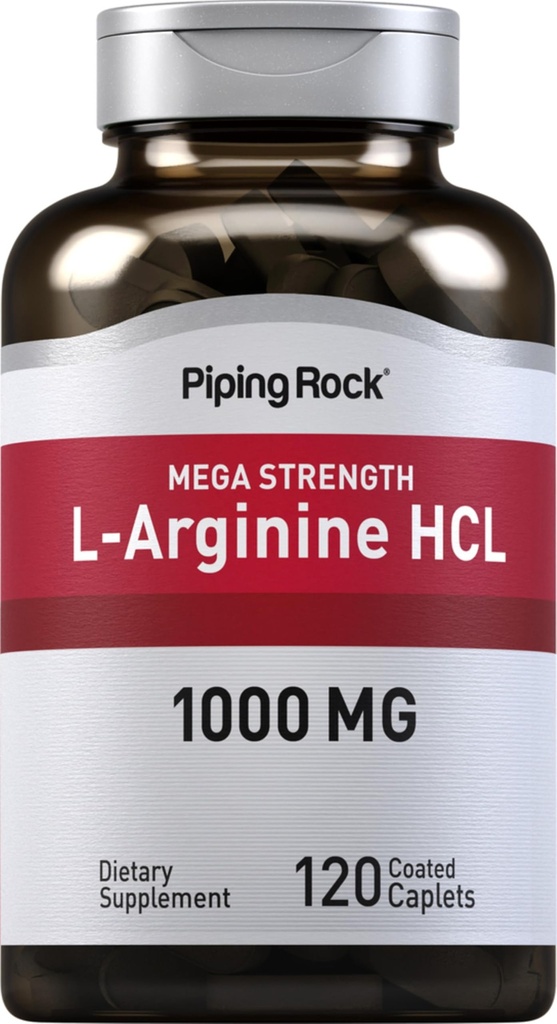 Piping Rock L-Arginine HCl 10000mg 124; 120 Caplets 124; Tambahan untuk Pria dan Wanita: Mega Kekuatan 124; Vegetarian, Non-GMO, Gluten Bebas