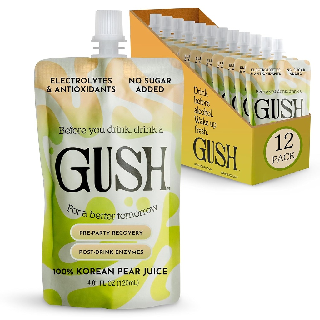 GUSH Pre- Minum Pear Korea - (12 Pack) Kantong Hidration Pear dengan Aktivasi Enzyme - Mencegah Minum Efek Aftereffeffeffeffep- Semua Natural, Gluten- Bebas