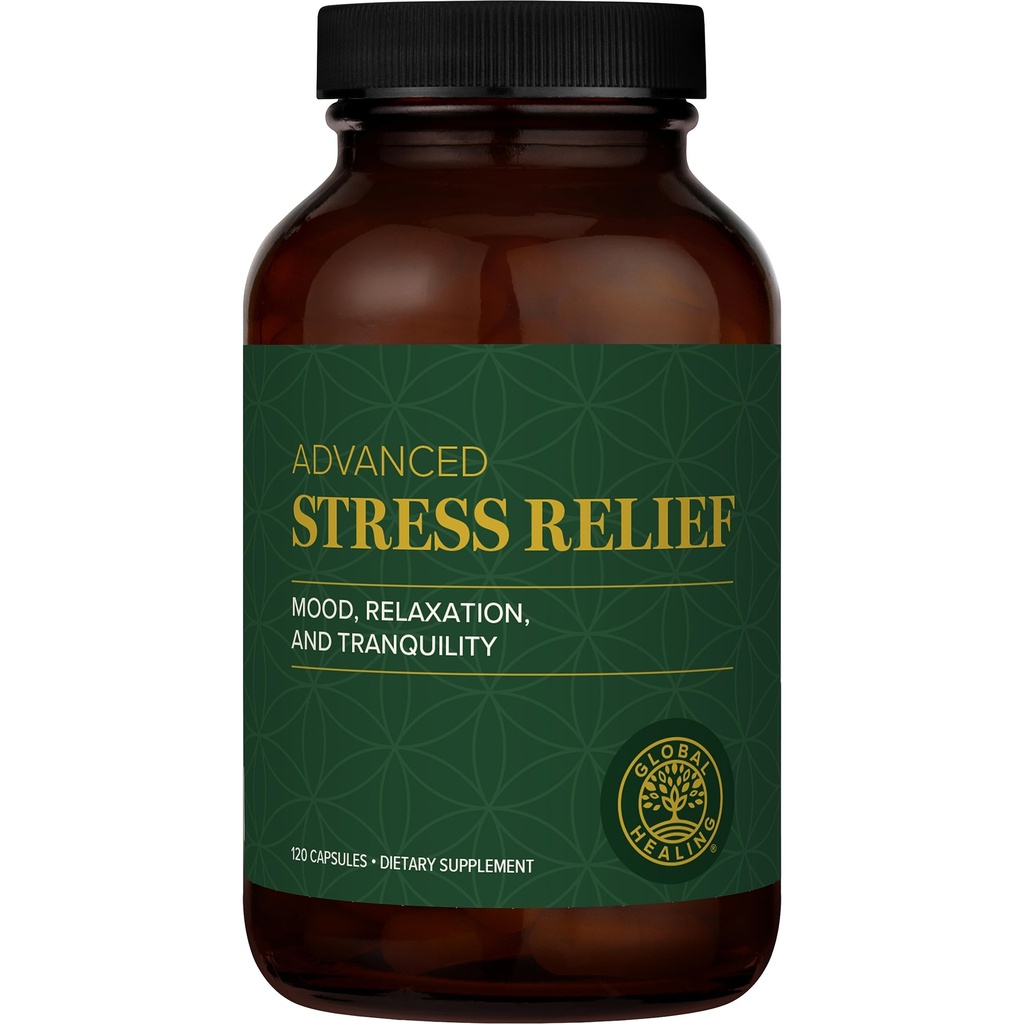 Global Healing Center - Stress Relief Suplemen Litium - Advanced Cale Support Helling Ease Stress and Improve Fungsi (120 Capsules)