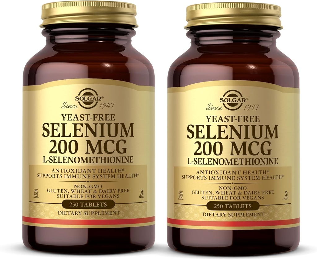 Solgar Yeast- Free Selenium 200 mcg - 250 Tablet, Paket 2 - Support Antioxidant & Ammune System Health - Non-GMO, Vegan, Gluten Free, Dairy Free, Kosher - 500 Total Servings