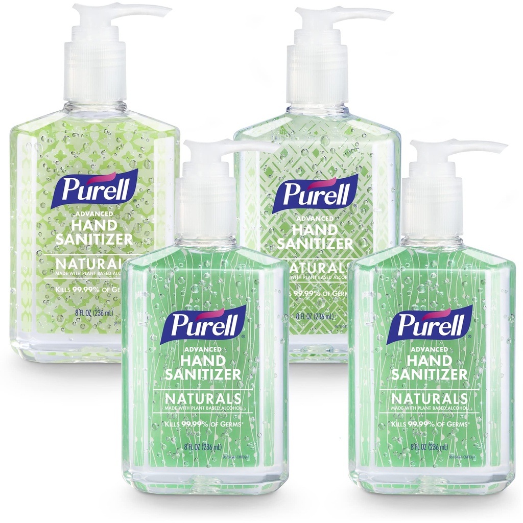 PURELL Hand Sanitizer Advanced dengan Tanaman Berdasarkan Alkohol, Citrus Scent, 8 fl Oz Pompa Bottle (Paket 4) - 9626-06- ECDECO