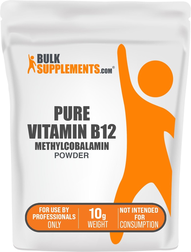 BulkSuplements.com Pure Vitamin B12 Methylcobalamin Powder - Vitamin B12 Suplemen, Produk Murni - Multiple Servis, 10g (0.35 oz) (Paket 1)