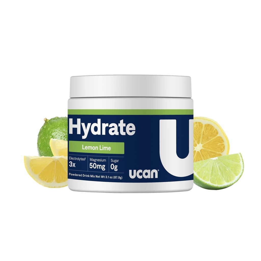 UCAN Hydrate Electrolite Drink Mix (Lemon- Lime, 30 Servings) Sugar-Free, Keto- Friendly, Vegan, Non-GMO, Gluten- Free Electrolite Powder dengan Potassium & Magnesium for Runners & Athletes