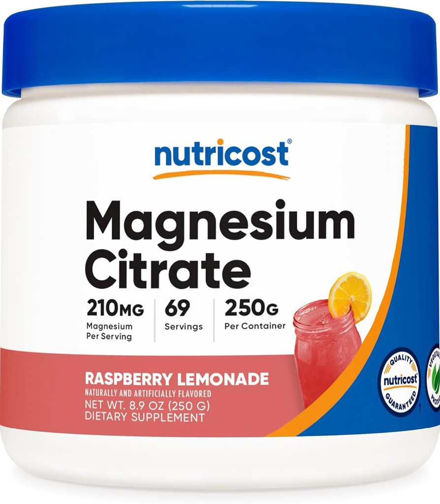 Powder Citrate Magnesium Nutricost (Raspberry Lemonade, 250 Gram)