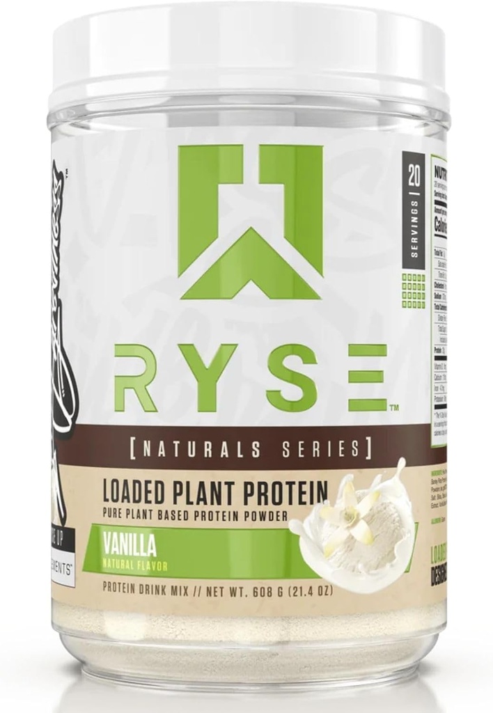 RYSE Loaded Plant Protein - Vanilla - 20g tanaman Vegan Alam - berbasis bubuk Protein dari Pea, Chickpea & Barley Rice - Tidak ada Warna Buatan, Flavors atau Sweeteners - 20 Servis