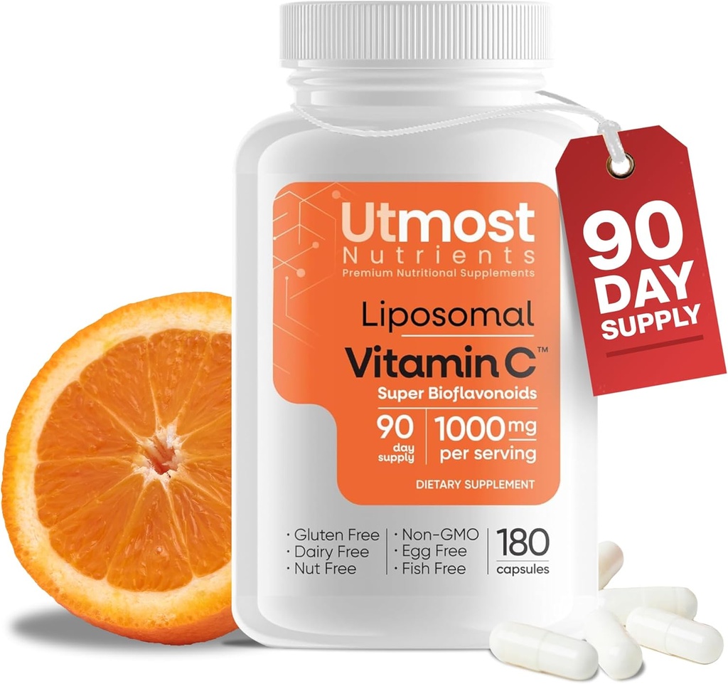 Liposomal Vitamin C - 100MG VIT C & 100MG Super Bioflavonoid Kompleks untuk Enhanced Wellness 124; Antioksidant Suplemen Alami Raw untuk Dewasa 124; Advanced Dukungan 124; Non-GMO (180 kapsul)