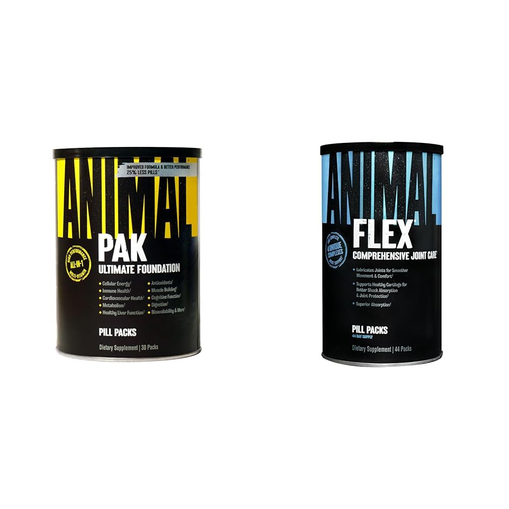 Animal Pak - Convenient All-inone Vitamin & Suplement Pack & Flex -Complete Dukung Support - contains Turmeric Root Curcumin - Helping Reparts & Restore Joints - 44 Packs