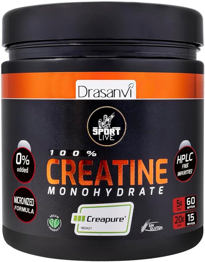 DRASANVI Sport Live 10.58 Ounce Creatine Monohydrate Powder - Strengthens And Increases Your Muscles - Without Allergens - Neutral Flavor - Murni Dan Komposisi Efektif