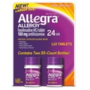 Allegra 24 Jam di dalam ruangan dan Relief Alergi Luar Rumah Tuhan 180mg 55 Tablet, Kemas 2 (110 ct)