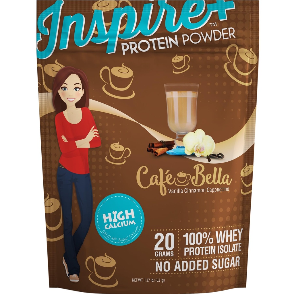 Baritric Eating Inspire Cafe Bella Vanilla Cinnamon Cappuccino Sugar- Free 20g Wey Protein Isolain Powder (20 Pelayan)
