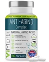 Anti-Aging Natural Amino Acids Suplement for Women & Men - Support Immune Health, Energy, Smoother Skin Tone, & Reporative Sleep, Anti- Aging Supplemen untuk Longevity, 60 Kapsul