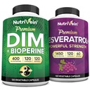 Nutrivein Premium Resveratrol Kapsules and DIM Supplement Bundle: High- Absorpsi Reveratrol Suplemen dan DIM untuk Recovery, Keseimbangan, dan Vitalitas