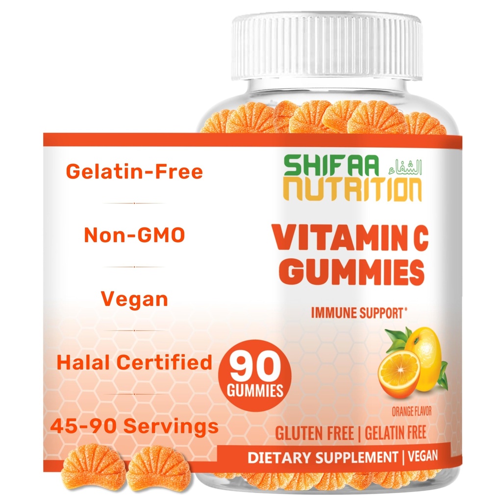 Vegan NUTRITITI SHIFA Vitamin C Gummi 124; 90 Gummies, 250mg 45 Pelayan: Non-GMO 124- Bebas, Gyatin - Free 124; Imune Dukungan Gummi & Seasonal Dukungan untuk Anak & Dewasa