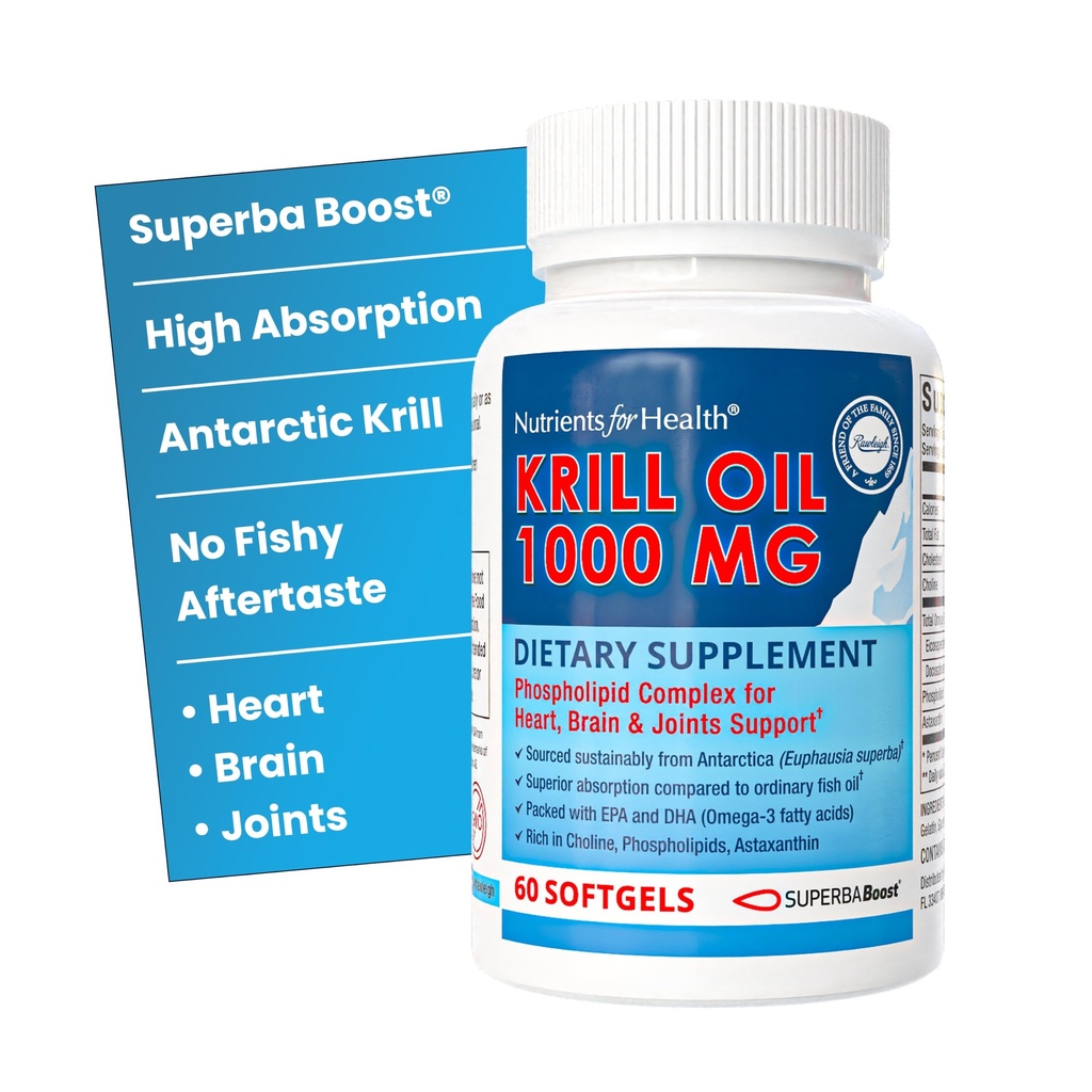 Rawleigh Premium Red Krill Oil: 60 Non-GMO Softgels, 100mg dari Euphasia Superba Oil sehari, Rich in Choline, Phospholipids, Astaxanthin, EPA & DHA Omegaga- 3 asam lemak, untuk Heart, Joints, Brain Health