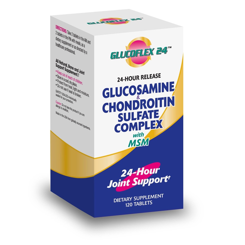 Glupo oflex Glucosamin & Chondroitin Sulfate dengan MSM, 24 Hour Joint Dupport, Healthy Bones, Supports Healthy Mobility, 30 Servings, 120 Count