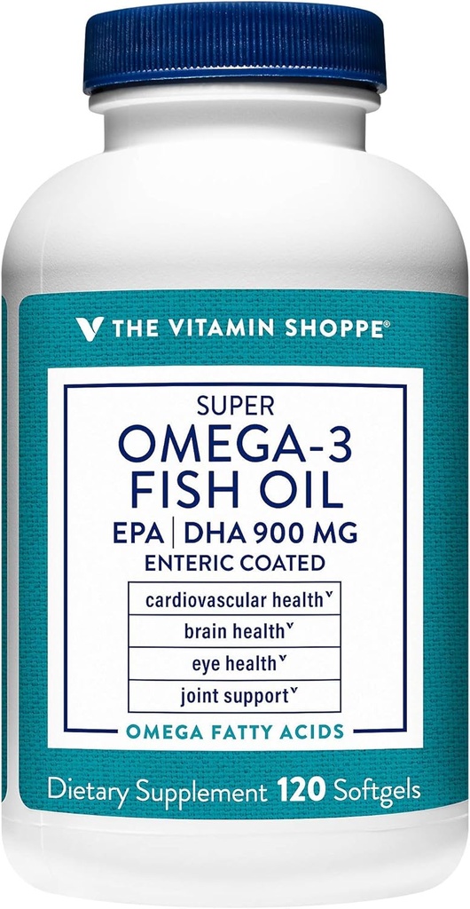 The Vitamin Shoppe Omega 3 Fish Oil 1290mg, EPA 735mg & DHA 165mg, Kemurnian Assurance, Molecularly Dilengkapi untuk mendukung Cardiovascular, Gabungan dan Kesehatan Otak (120 Softgels)