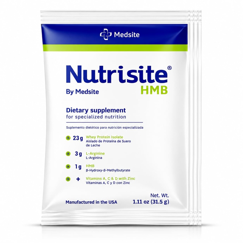 Nutrisite HMB - Makanan Tujuan Medis Khusus, Paket Tunggal - Modular bubuk Formula Berbasis pada Isolasi Whey Protein, L- Arginine, HMB, Vitamin A, C, D, dan Zinc - Mix dengan Jus Jeruk (1.11 Oz)