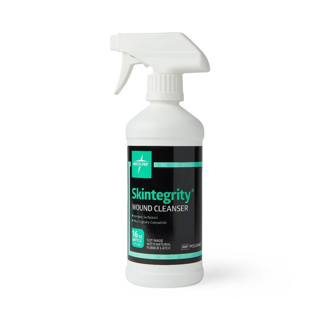 Medline Skintegrity Wound Cleanser (pak 1), 16 ons Spray Bottle, untuk pembersihan luka, demiment, menghilangkan protein, tekanan cedera, luka yang terinfeksi, semprotan dapat disesuaikan dari kabut ke stream