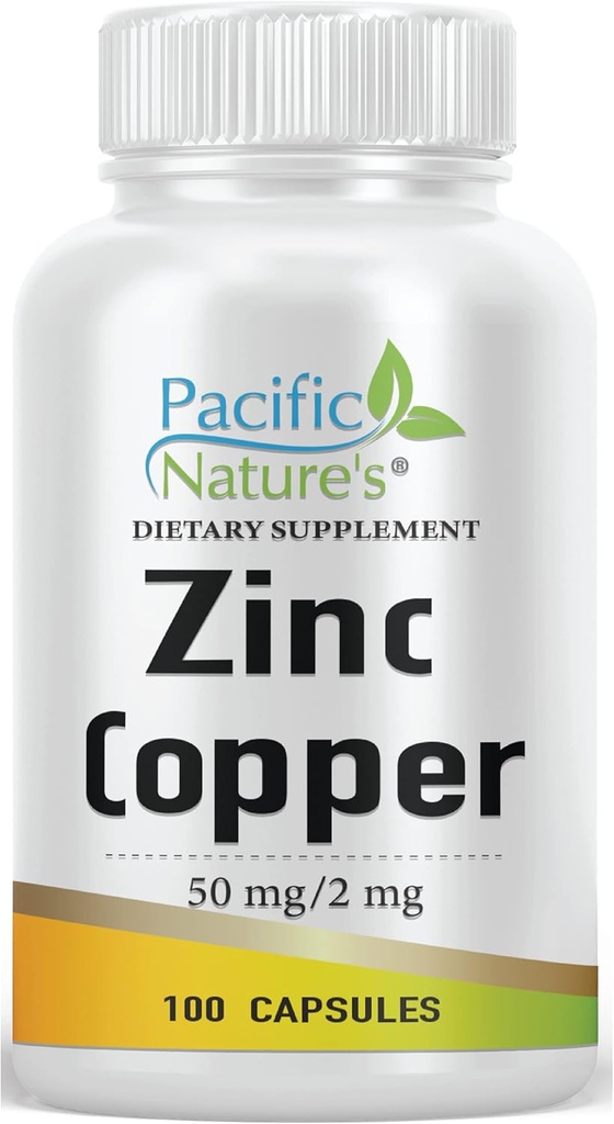 Tambahan Zinc Copper (100 Kapsul) dengan 50 mg Gluconate Zinc, 2mg dari Copper Sulphate untuk Dukungan Imune - Gluten Free, Non-GMO