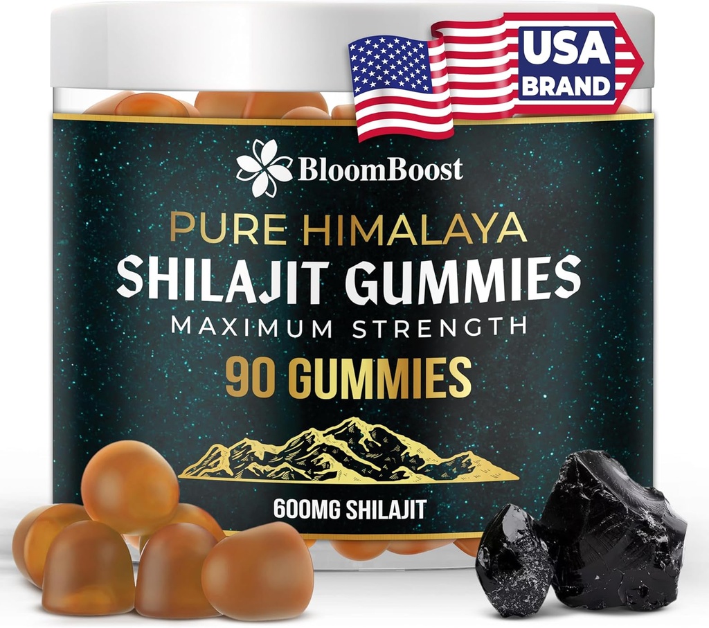 Shilajit Gummies - Sugar-Free Hilayan Tambahan Organik 134; 600mg Shilajit, 90 Gummi untuk Energi & Wellness