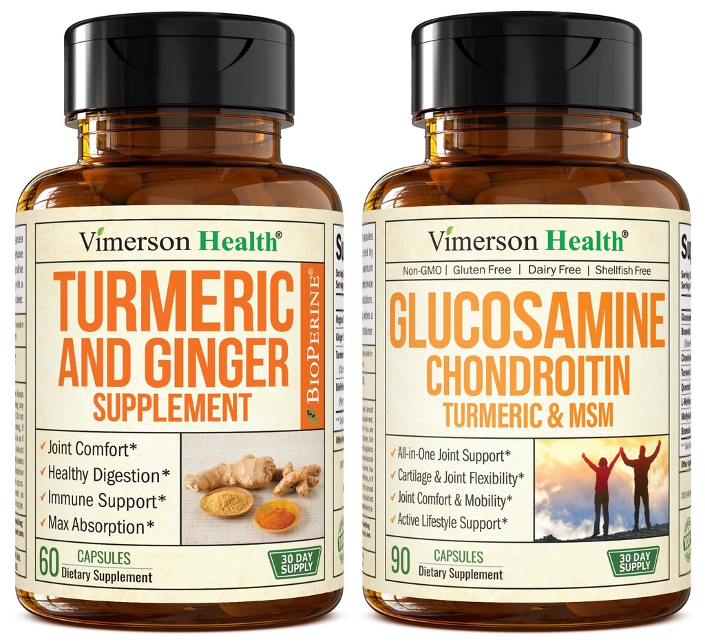 Suplemen Turmeric and Ginger Root Joint Suppplement & Glucosamine Chondroitin MSM dan Suplemen Turmeric