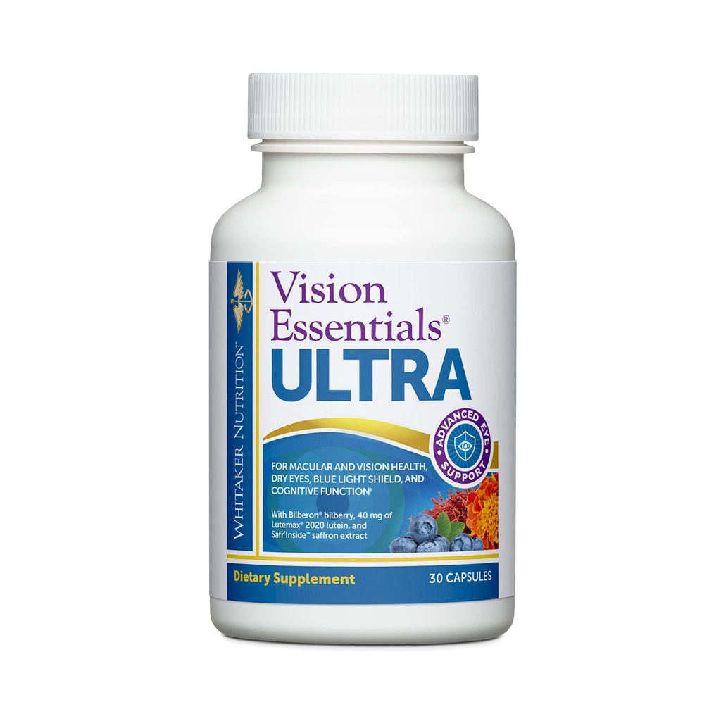 Vision Esentials Ultra dari Dr. Whitaker dengan Lutein 124; Comprehensive Support dengan One Daily Pil for Macula & Retina Health, Eye Strain, Ocular Pressure, Digital Eye Fatigue, Mood Support dan More