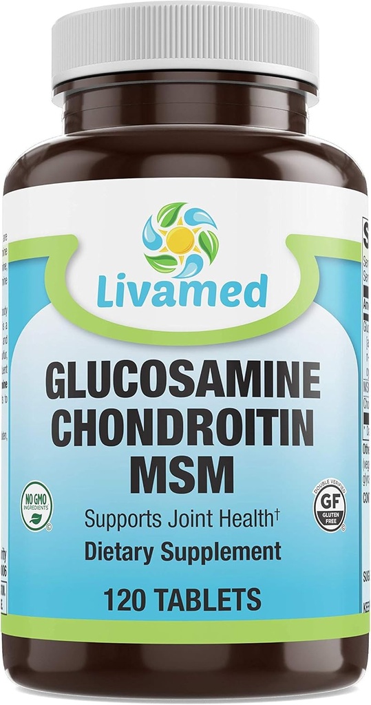 Kompleks Lengkap Glucosamin Chondroitin MSM - Pendukung Bersama untuk Knee, Kembali, HIPS & Inflammation - Tambahan Kesehatan Motilitas untuk Rasa Sakit, Aches, Soreness & Inflammation - 120 Tablet