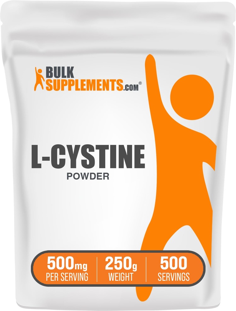 BulkSuplements.com L-Cystine Powder - L-Cystine 500mg, L- Cystine Suplement, Amino Acid Suplemen - untuk Imune Dukungan, Glute Bebas, 500mg per Serving, 250g (8.8 oz) (Paket 1)