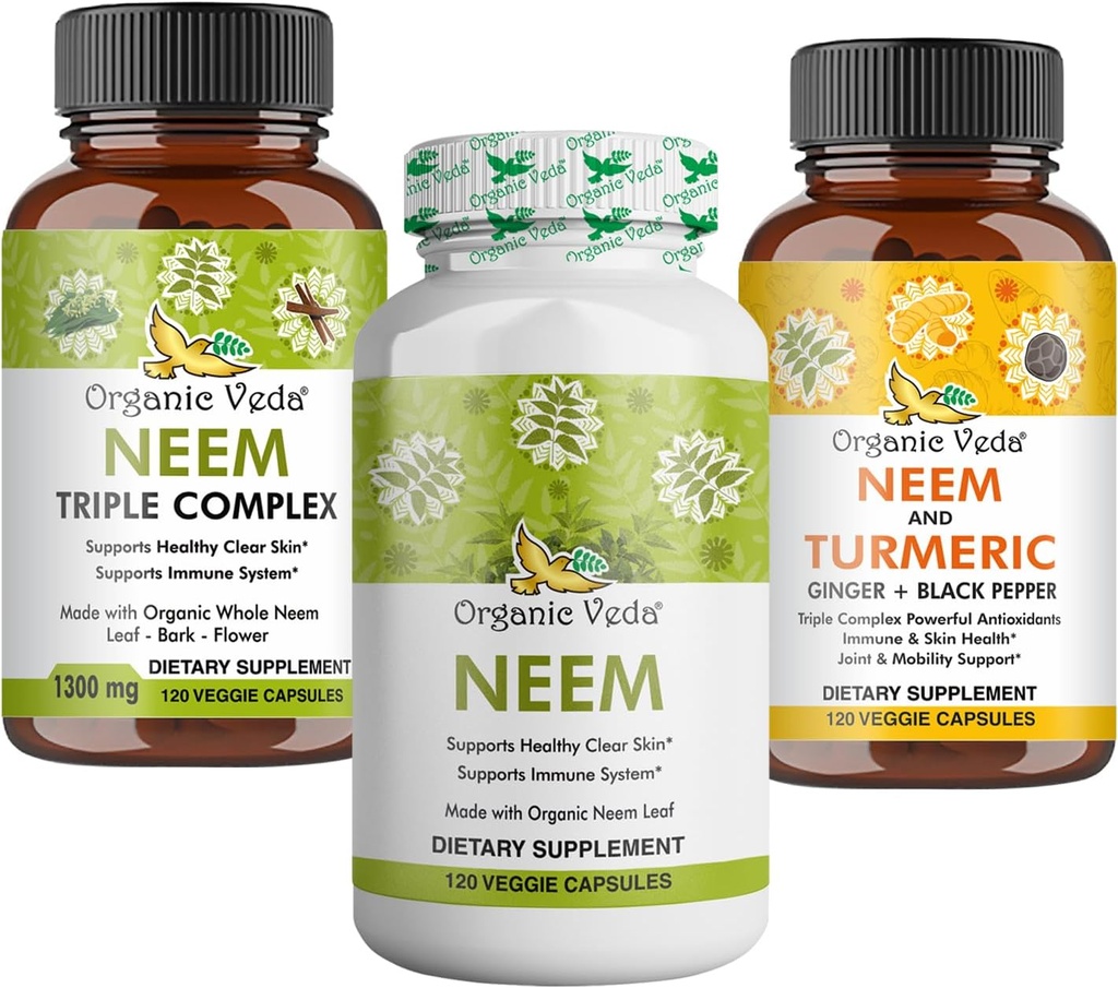 Premium Neem & Turmeric Tambahan Bundle - 2-in-1 Capsule Formula untuk Kesehatan Skin, Dukungan Imune & Membersihkan