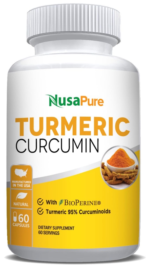 NusaPure Turmeric Curcumin 600 mg 60 Capsules Turmeric 95% Curcuminoid Dieter Supplemen