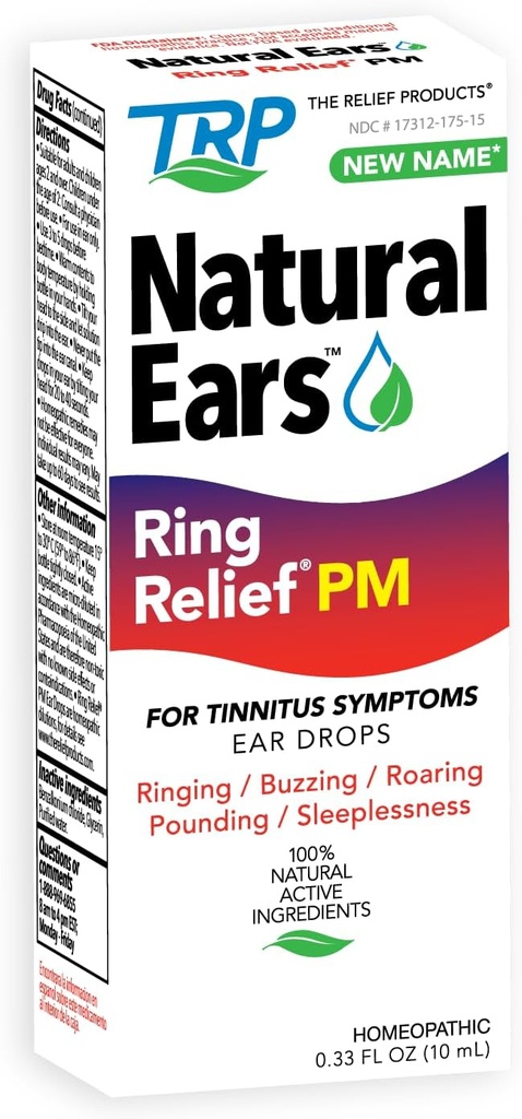 The Relief Ring Relief Ear Drops PM - 100% Natural Active Ingedictions - for Ringing Ears and Tinnitus Symptoms - Nighttime Formula - 0.33 fl oz