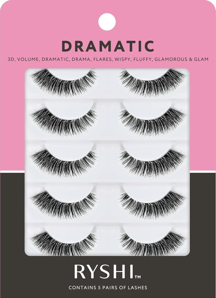 Ryshi palsu dengan 5 pairs, Dramatic Look with Self-adhesive and Reconable Lash Set, Enhance Natural Beauty for Extra Volume