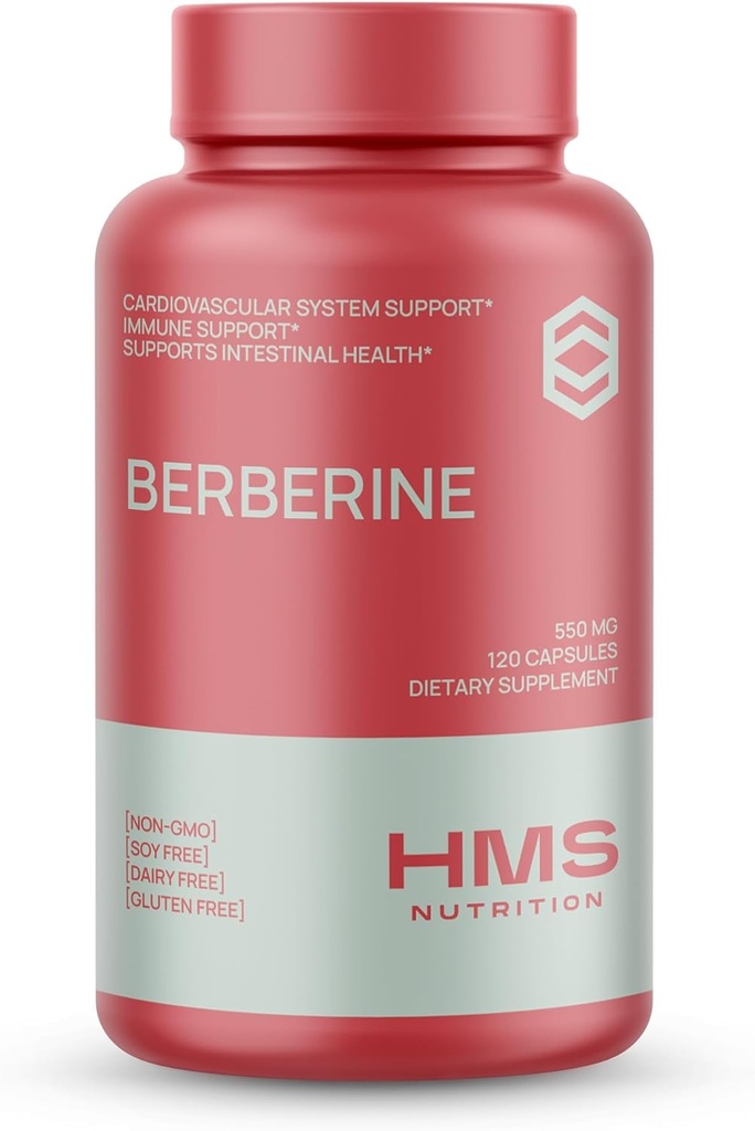 Berberine HCL 550mg, Plant-Based Berberine Suplemen dari Aristata Root, Vegan & Gluten Bebas, 120 Kapsul