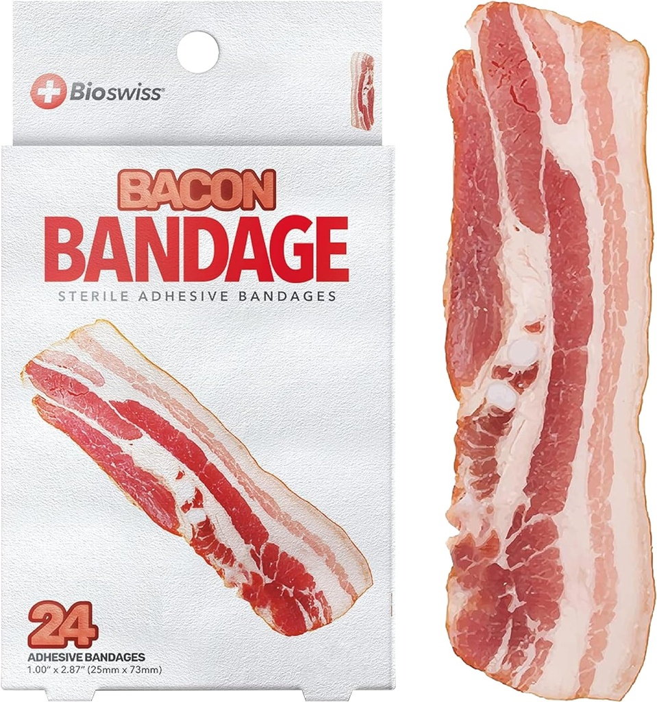 Perban Anak BioSwiss, Bacon Shaped Self Adhesive Bandage Set, Latex Free, Sterile Wound Care, 24 Count
