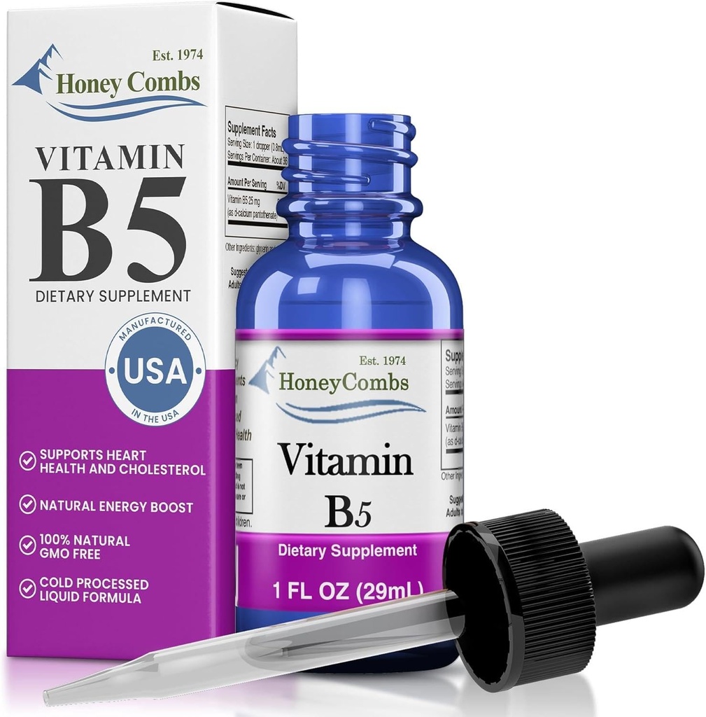 Vitamin B5 Pantothenic Acid Drops - Made in USA - 500% DV per Serving - 36 Serving per Container - Great for Men, Women, Children - Vegan Liquid Vitamin - Bulk Sizes Juga Tersedia